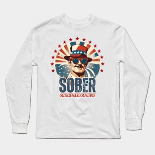 Sober On The 4th Of July Vintage American Flag Long Sleeve T-Shirt